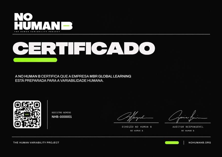 Certificado NO HUMAN B con código QR y firmas.